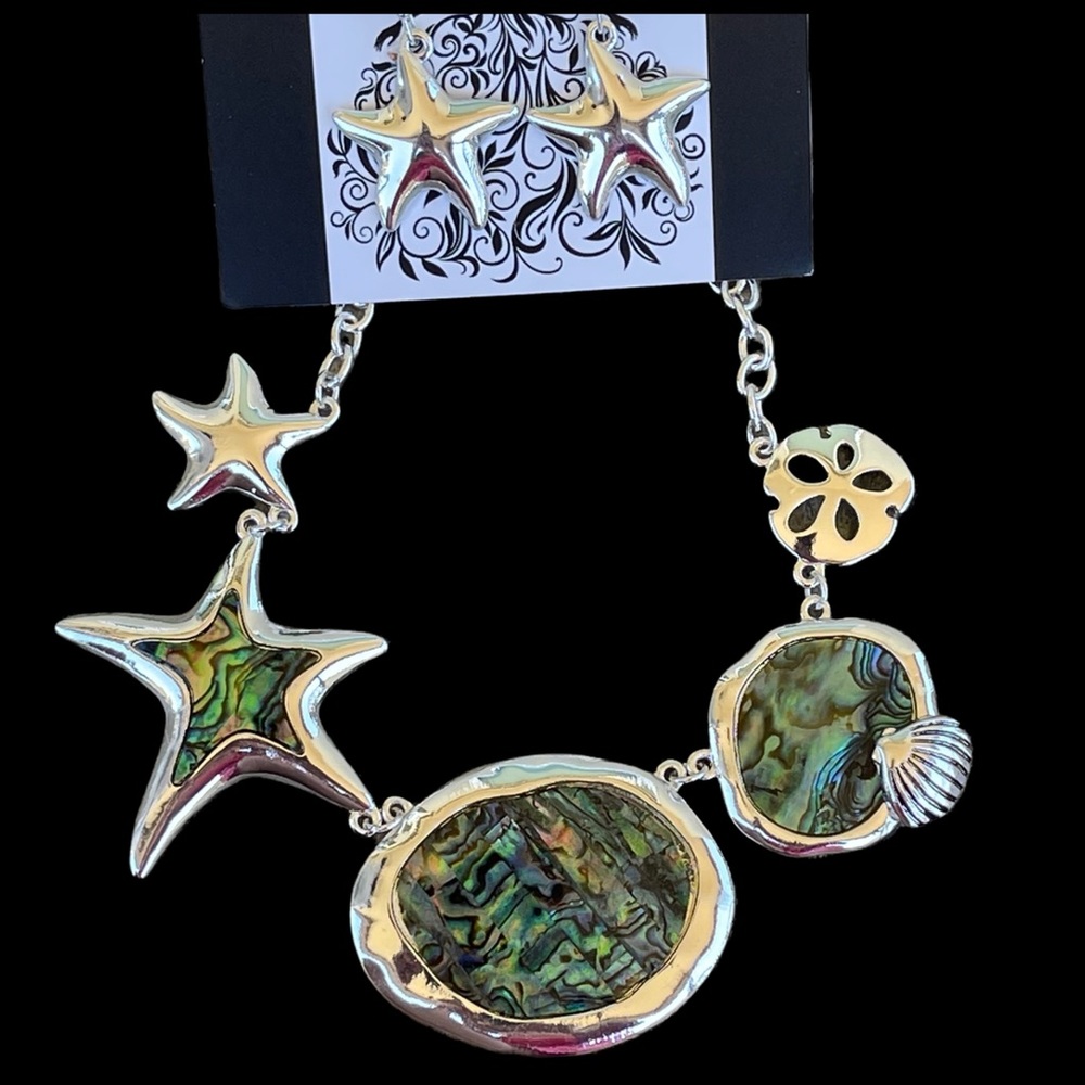 Abalone Shell Starfish Necklace Set - Picture 2 of 11